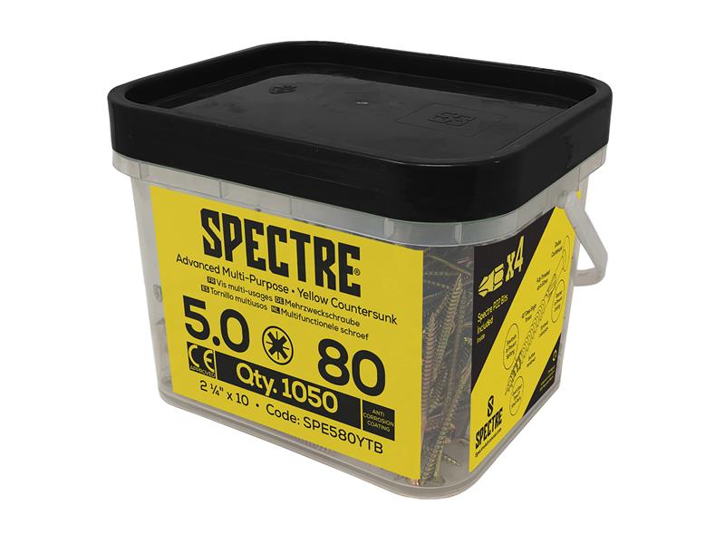 Spectre(TM) PZ Compatible Wood Screw CSK ZYP 5.0 x 80mm Mega Tub 1,050