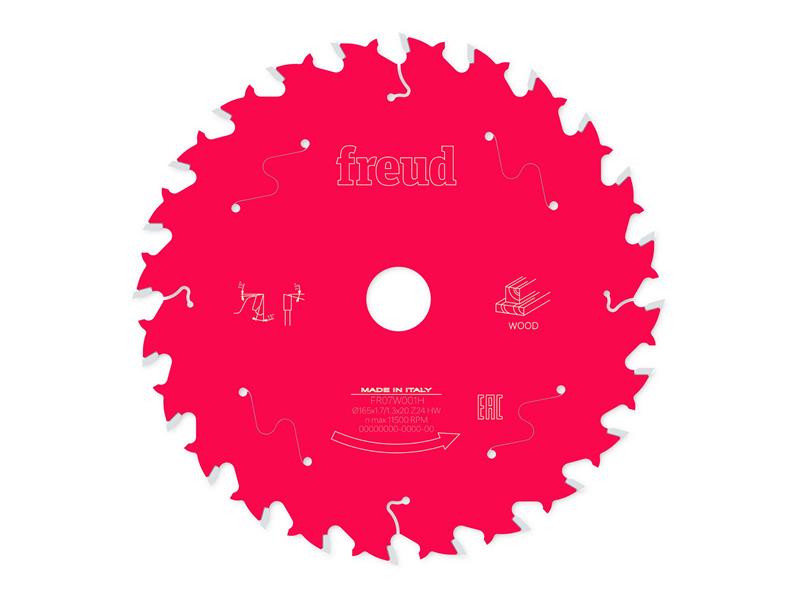 Wood Circular Saw Blade 165 x 20 x 1.7/1.3mm x 24T