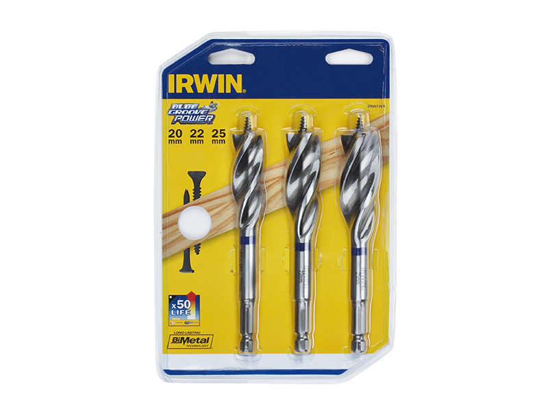 Blue Groove Wood Power Bit Set, 3 Piece