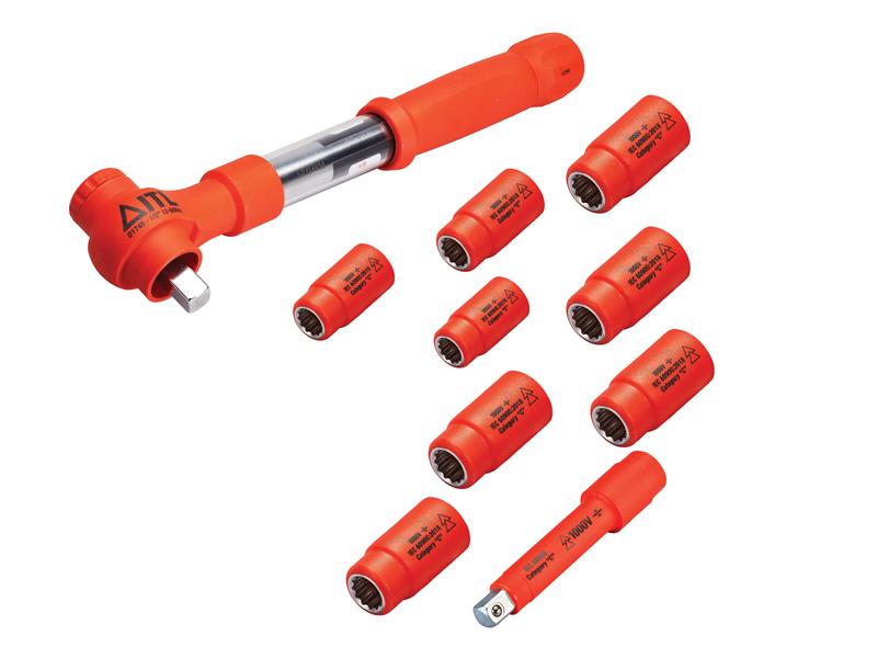 Insulated 1/2in Drive Imperial Torque Wrench Kit, 10 Piece