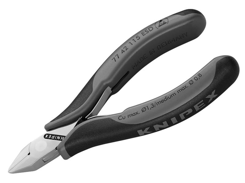 77 42 115 ESD Electronics Diagonal Cutters Pointed Head, Non Bevelled 115mm