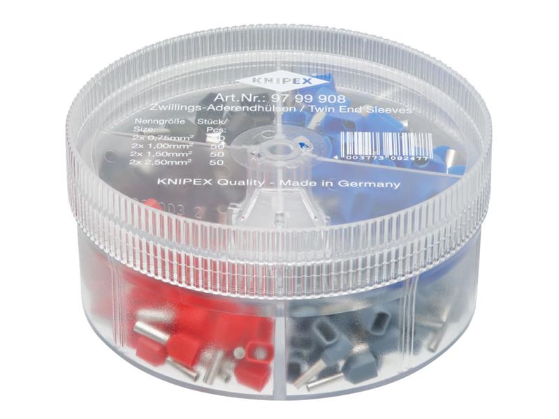 97 99 908 Insulated Twin Wire Ferrules Assortment Box, 200 Piece