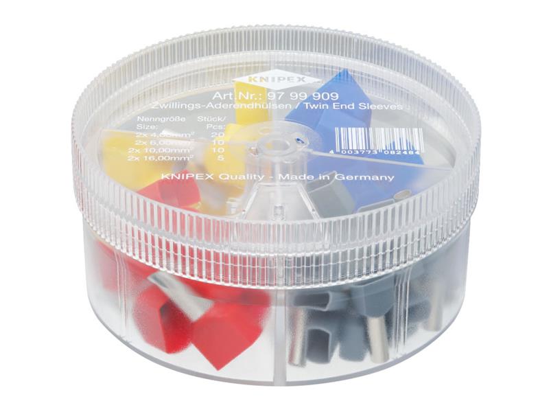 97 99 909 Insulated Twin Wire Ferrules Assortment Box, 45 Piece
