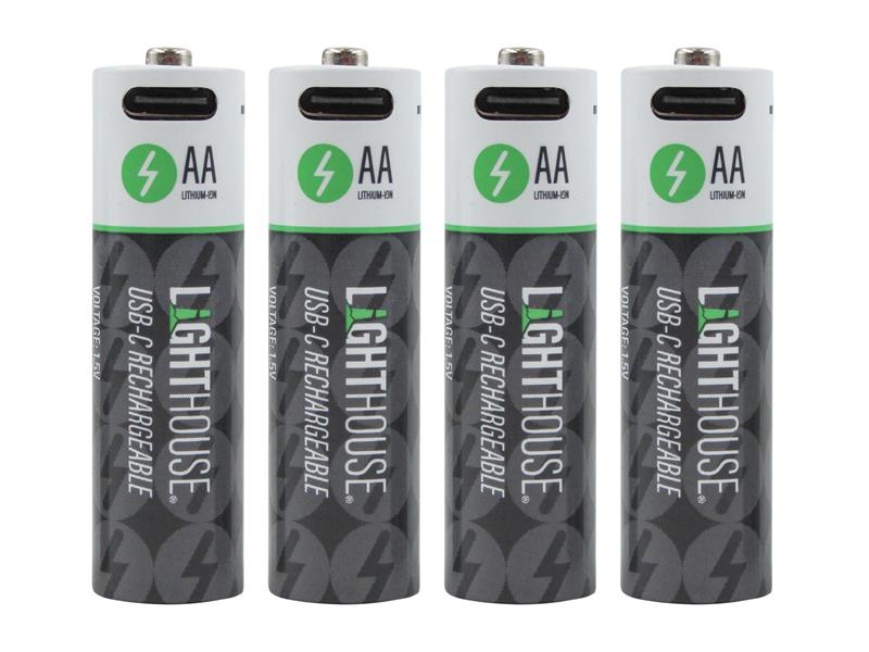 AA USB-C Rechargeable Li-ion Battery Pack of 4