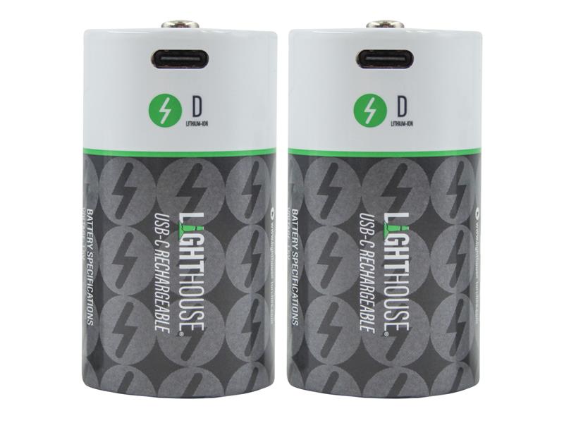D USB-C Rechargeable Battery Li-ion Pack of 2
