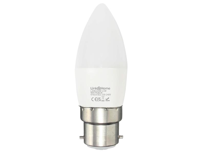 Wi-Fi LED BC (B22) Opal Candle Dimmable Bulb, White + RGB 470 lm 5.5W