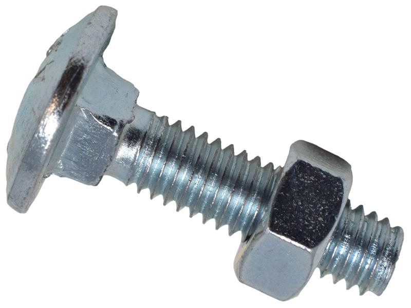 Cup Square Hex Bolt & Nut ZP M6 x 25mm Box 50