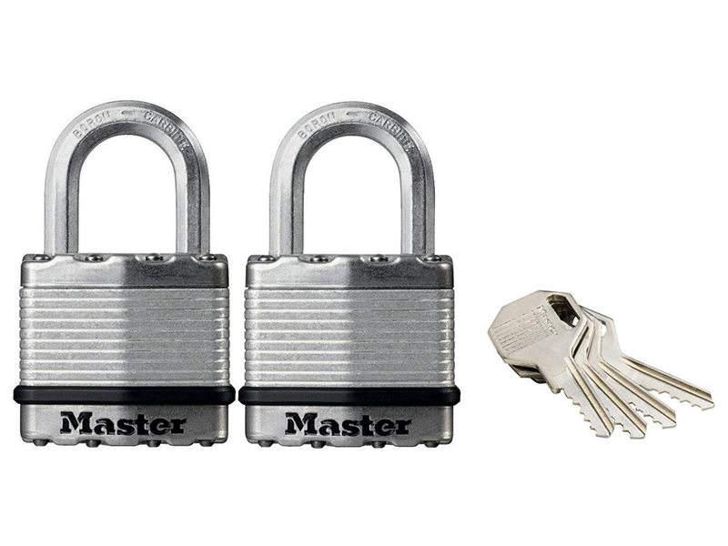 Excell(TM) Laminated Steel 45mm Padlock - 24mm Shackle - Keyed Alike x 2