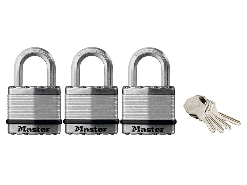 Excell(TM) Laminated Steel 45mm Padlock - 24mm Shackle - Keyed Alike x 3