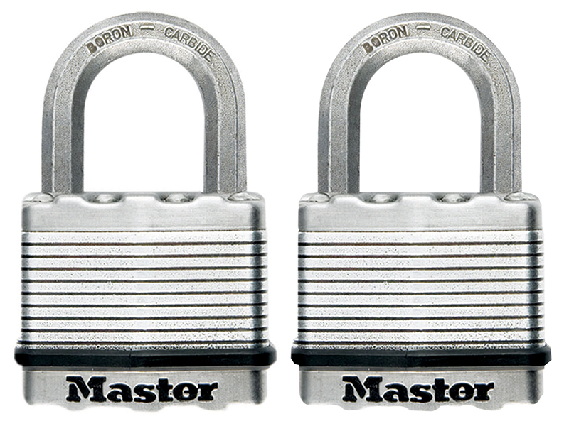 Excell(TM) Laminated Steel 50mm Padlock - 25mm Shackle - Keyed Alike x 2