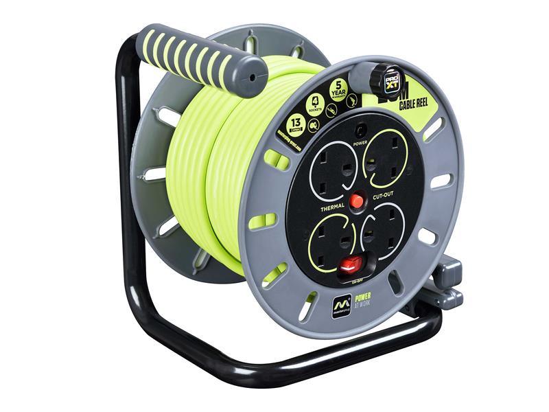 PRO-XT Open Cable Reel 240V 13A 4-Socket 25m