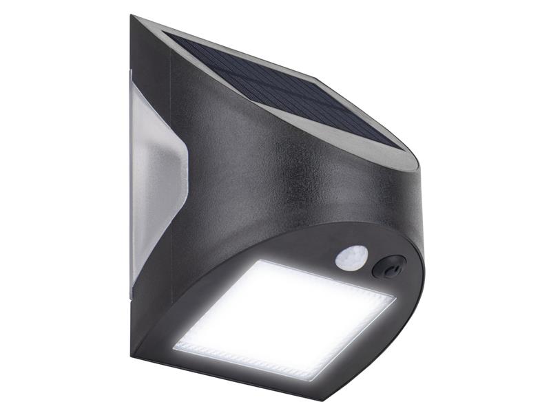 Prysm Outdoor Solar Wall Light with PIR Motion Sensor - Black 300 Lumens