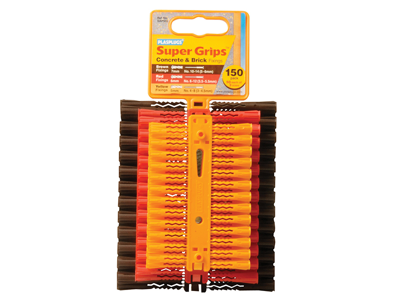 SAP 505 Solid Wall Super Grips(TM) Fixings Assorted (150)