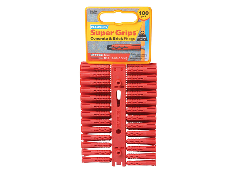 SRP 502 Solid Wall Super Grips(TM) Fixings Red (100)