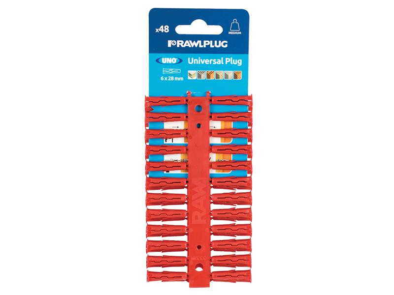 Red UNO(R) Plugs 6 x 28mm (Card 48)