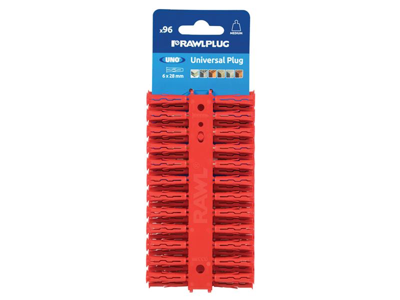 Red UNO(R) Plugs 6 x 28mm (Card 96)
