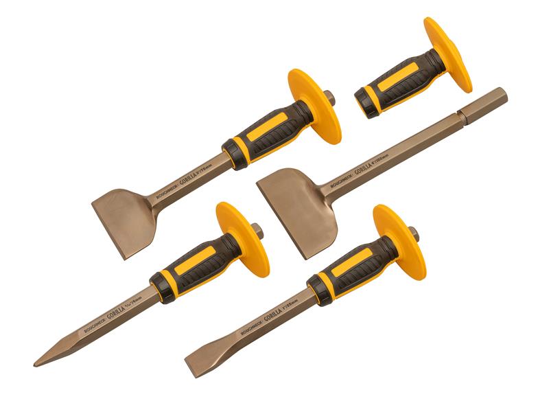Bolster & Chisel Set with Non-Slip Guards, 4 Piece