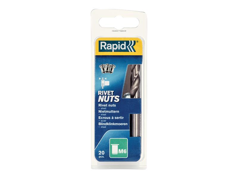 Steel Rivet Nuts M6 (Pack 20 + Free Drill Bit)