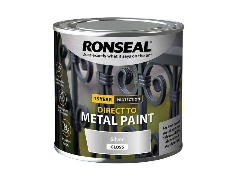 Direct to Metal Paint Silver Gloss 250ml