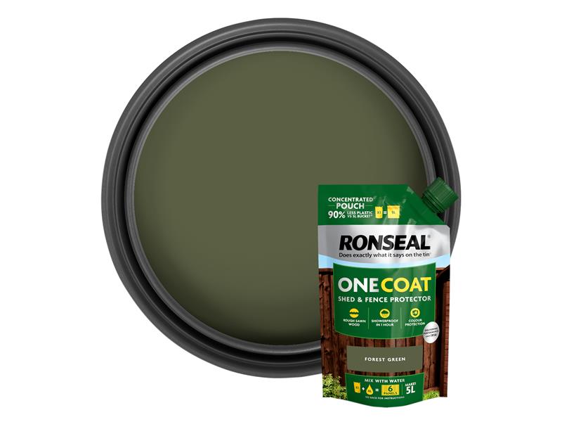 One Coat Shed & Fence Refill Pouch Forest Green 950ml