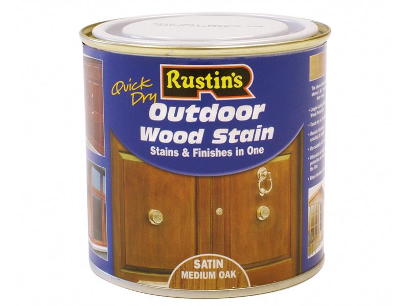 Quick Dry Exterior Woodstain Satin Medium Oak 500ml