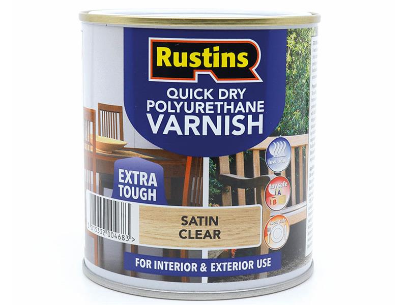 Quick Dry Polyurethane Varnish Satin Clear 500ml POSCW500