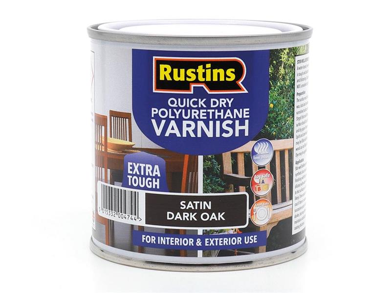 Quick Dry Polyurethane Varnish Satin Dark Oak 250ml PSDOW250