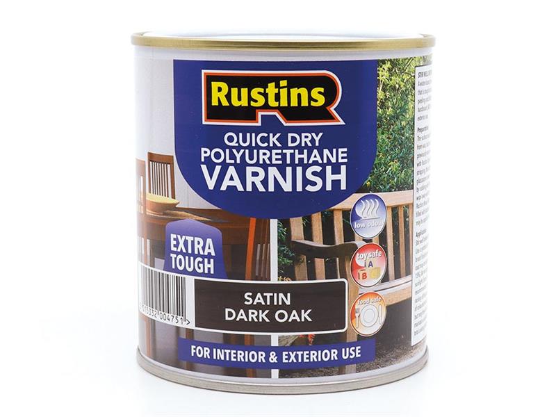 Quick Dry Polyurethane Varnish Satin Dark Oak 500ml PSDOW500