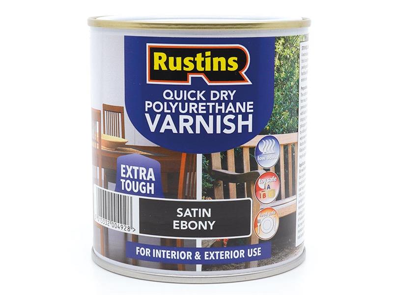 Quick Dry Polyurethane Varnish Satin Ebony 500ml PSEBW500