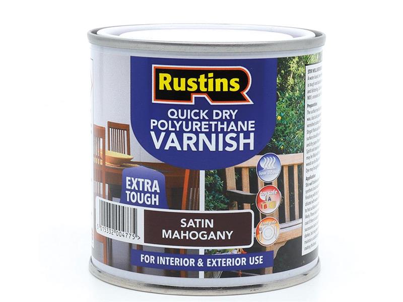 Quick Dry Polyurethane Varnish Satin Mahogany 250ml PSMAW250