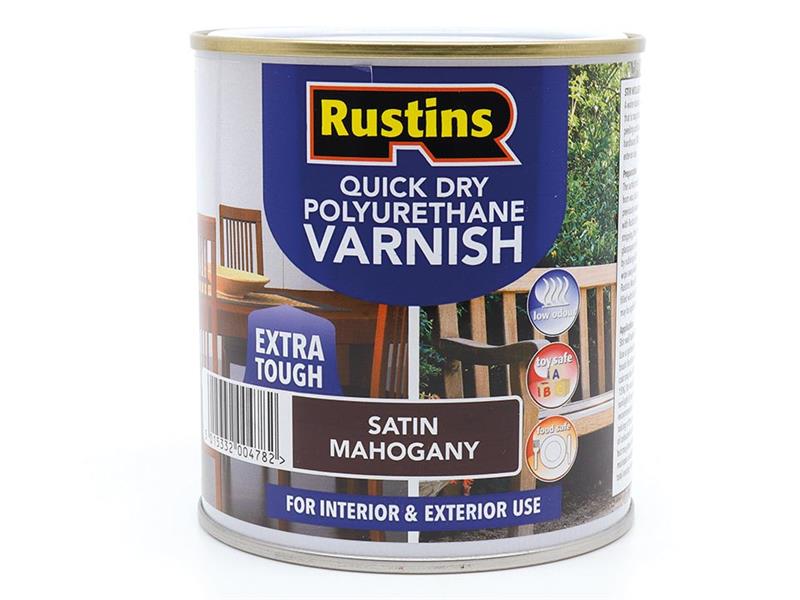 Quick Dry Polyurethane Varnish Satin Mahogany 500ml PSMAW500