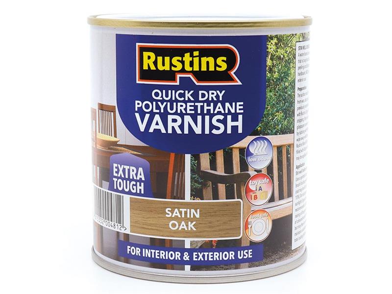 Quick Dry Polyurethane Varnish Satin Oak 500ml PSOAW500