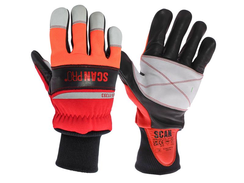 Class 1 Dual Hand Chainsaw Leather Gloves - L (Size 9)