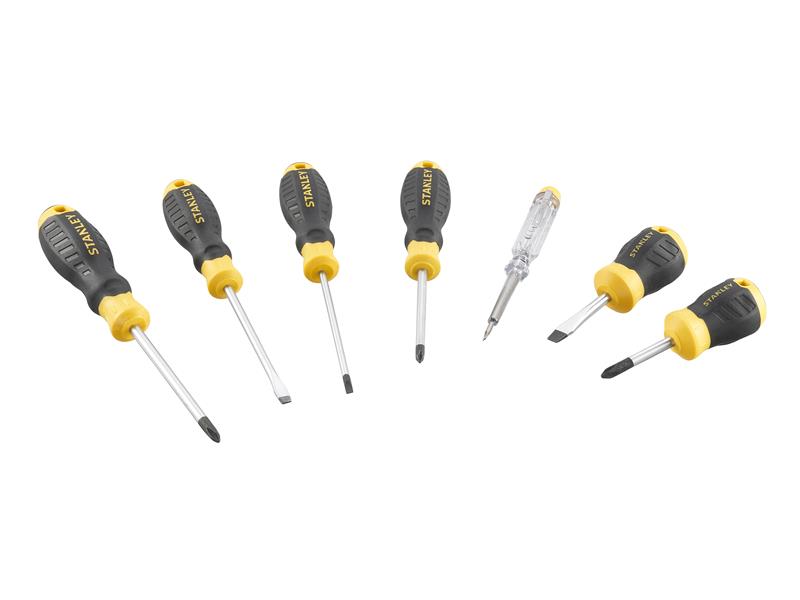 CUSHION GRIP(TM) Screwdriver Set, 6 Piece + Voltage Tester