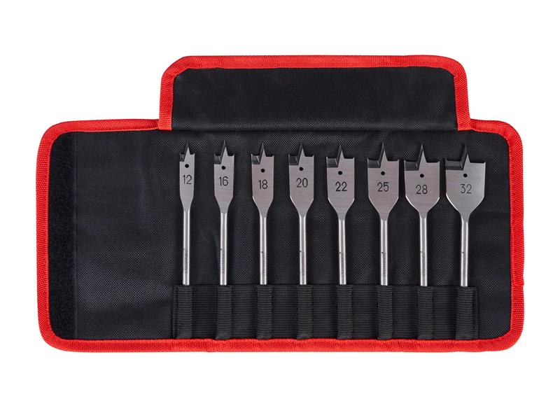 Flat Wood Drill Bit Set, 8 Piece