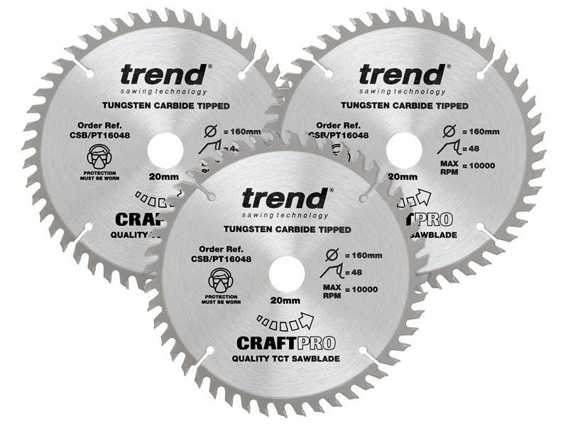 CraftPro Panel Trim Saw Blade 160 x 20mm x 48T (Pack 3)
