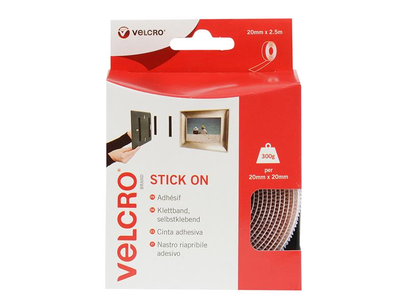 VELCRO(R) Brand Stick On Tape 20mm x 2.5m White
