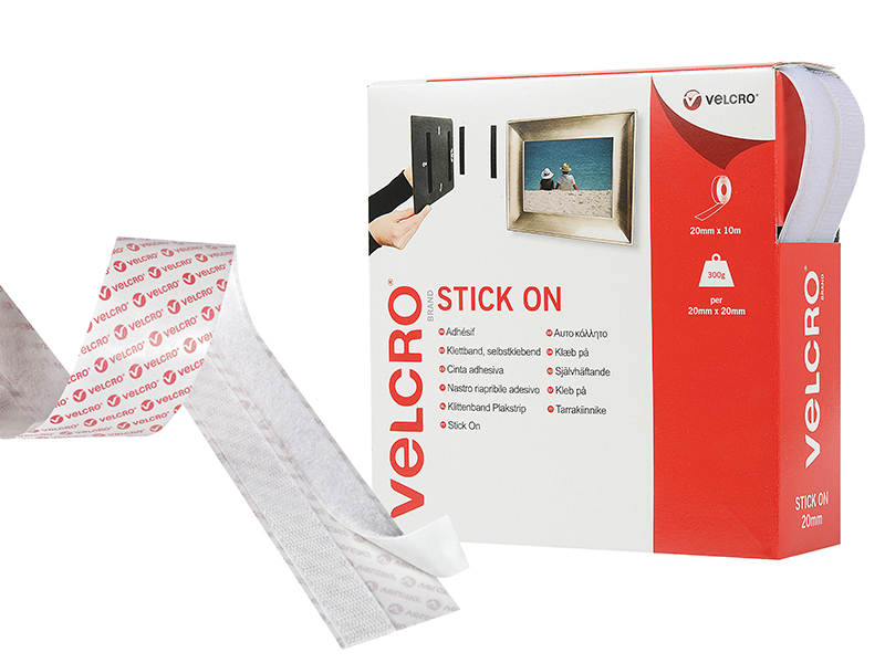 VELCRO(R) Brand Stick On Tape 20mm x 10m White