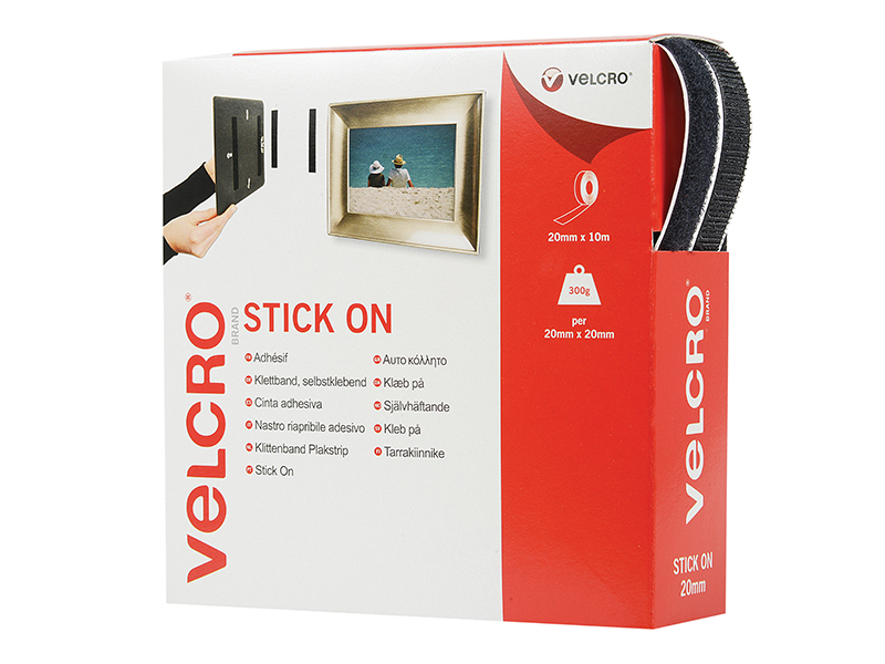 VELCRO(R) Brand Stick On Tape 20mm x 10m Black