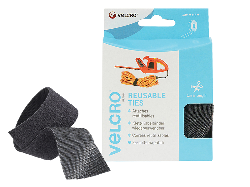VELCRO(R) Brand ONE-WRAP(R) Reusable Ties 30mm x 5m Black