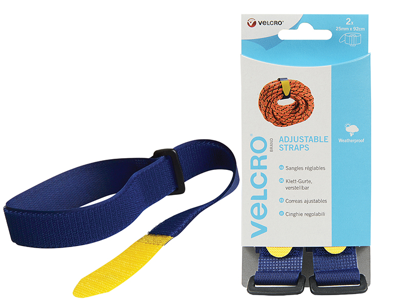 VELCRO(R) Brand Adjustable Straps(2) 25mm x 92cm Blue