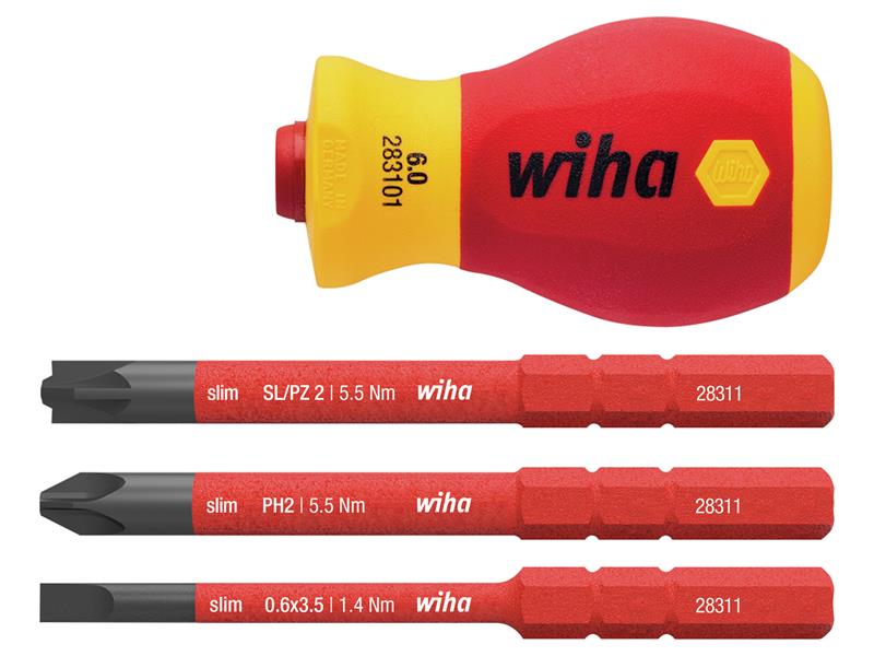 SoftFinish(R) electric slimVario Stubby Screwdriver Set, 4 Piece