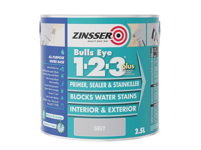 Bulls Eye(R) 1-2-3 Plus Primer, Sealer & Stain Killer Grey 2.5 litre